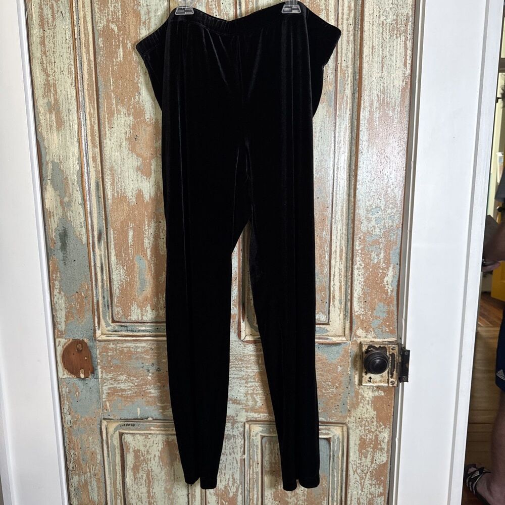 Chico's Travelers Pants Women's Size 3 (US XL) Pull On Straight Black Velour